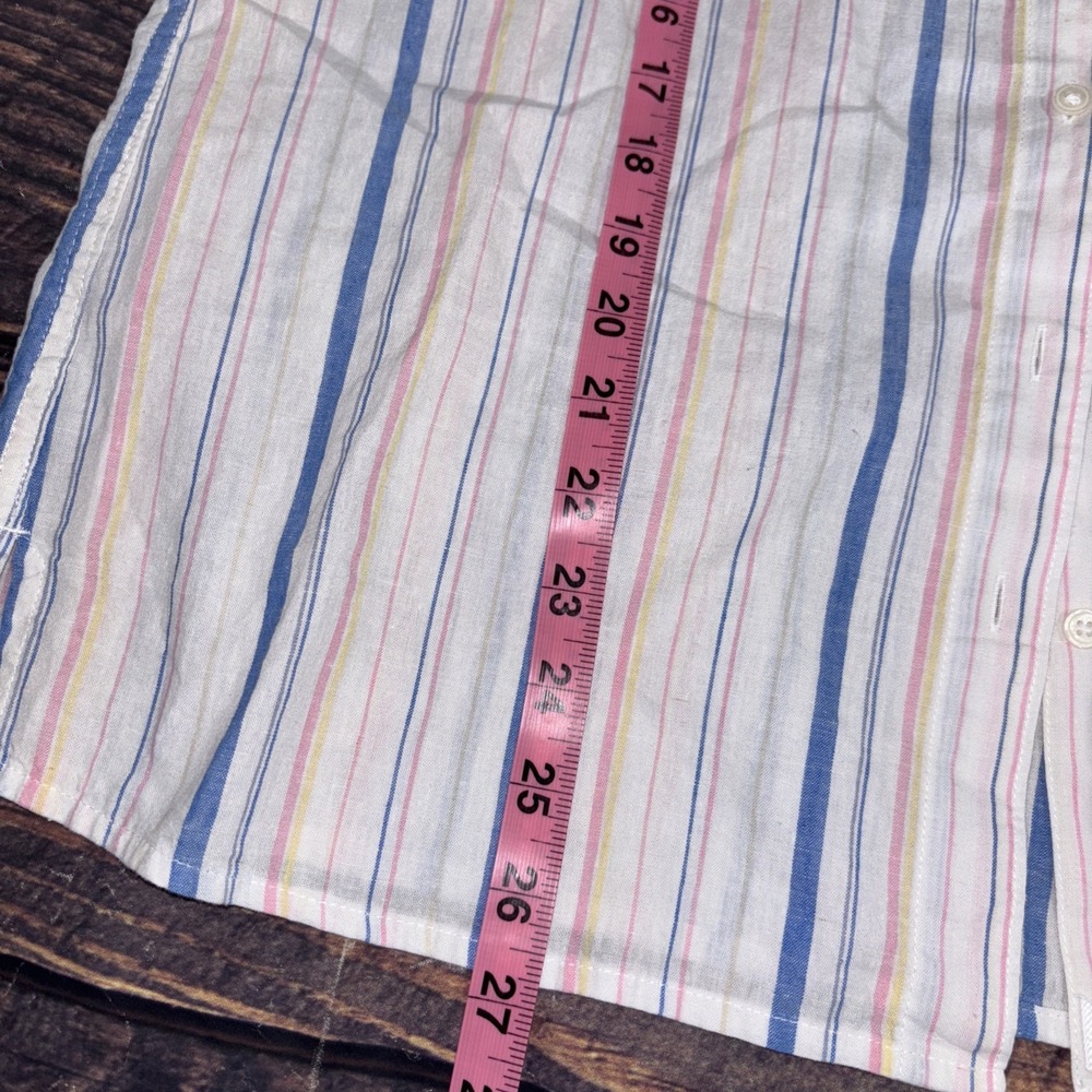 UNTUCKit Liza Shirt Medium White Multi Stripe Linen Cotton Blend Long Sleeve - Picture 5 of 9